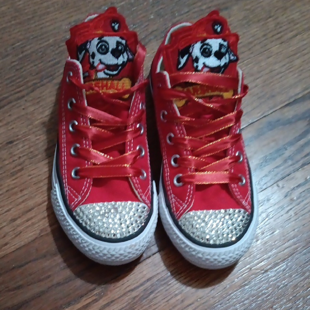 Converse Red All Star Sneakers with Rhinestones